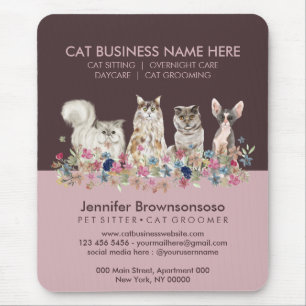 Pink Small Cat Sitting Pet Veterinary Service Mouse Pad