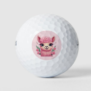 Pink Smiling Baby Lama Golf Balls