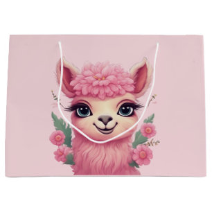 Pink Smiling Baby Lama Large Gift Bag