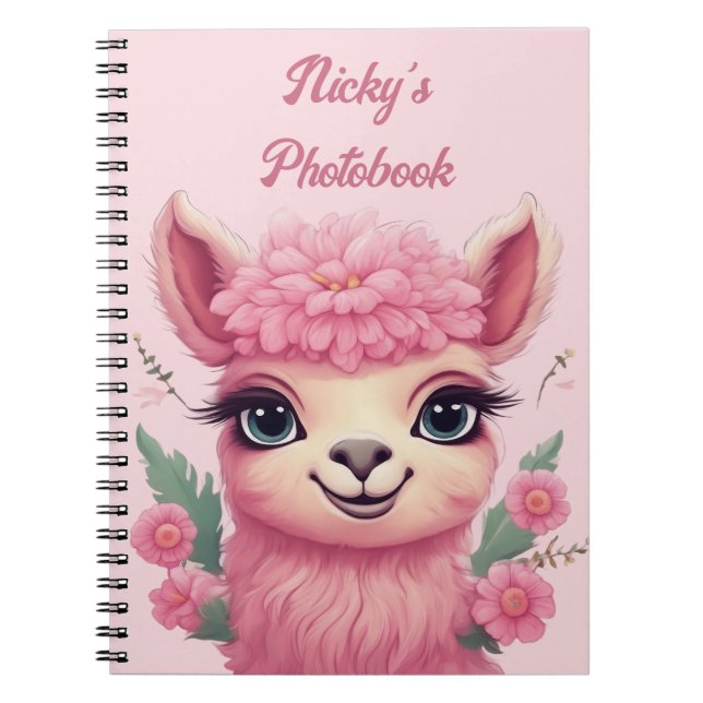 Pink Smiling Baby Lama Notebook (Front)