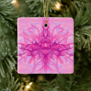 PINK SMOKE - Modern and abstract Fractal Art - Ceramic Ornament