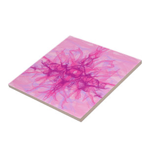 PINK SMOKE - Modern and abstract Fractal Art - Tile