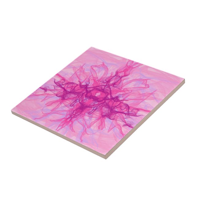 PINK SMOKE - Modern and abstract Fractal Art - Tile (Side)