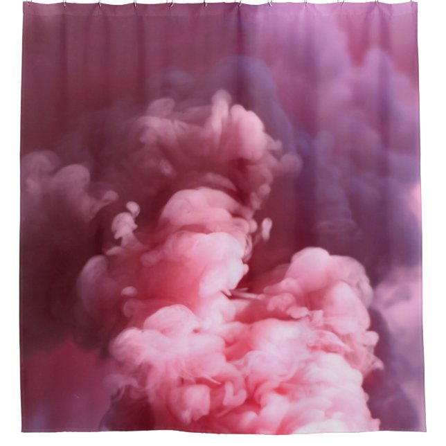 Pink smoke shower curtain (Front)