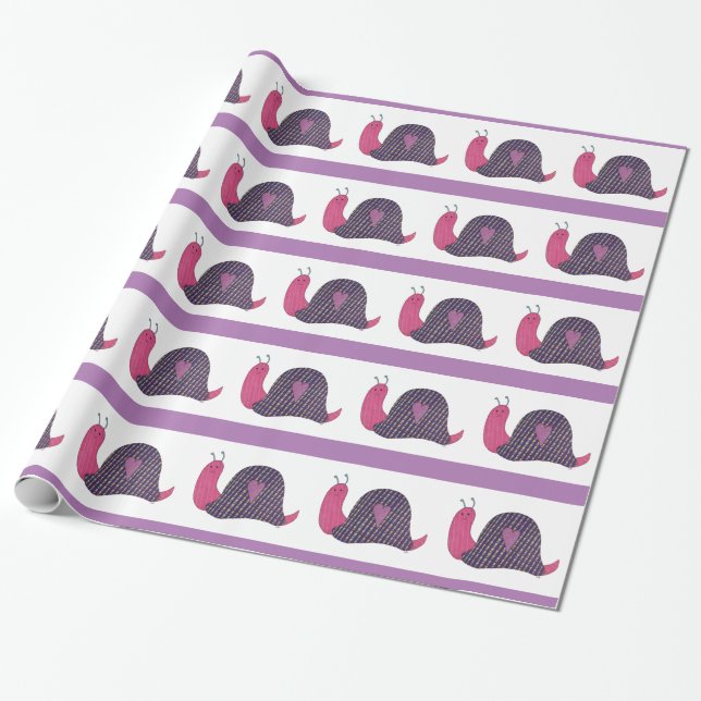 Pink Snail Wrapping Paper (Unrolled)