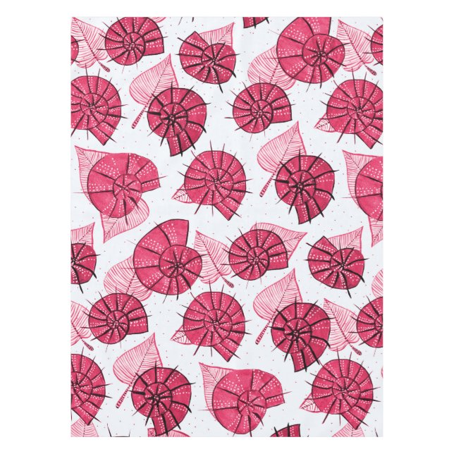Pink Snails Pattern Girly Zoology Tablecloth (Front)