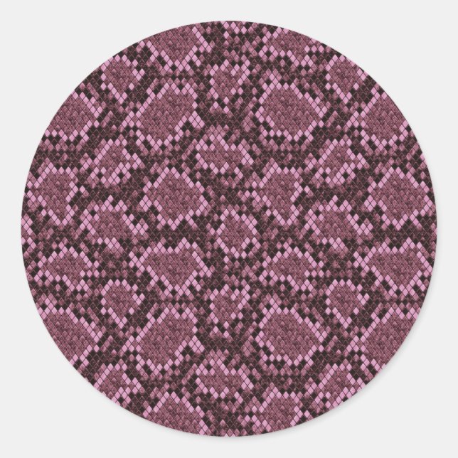 Pink Snake Print Classic Round Sticker (Front)