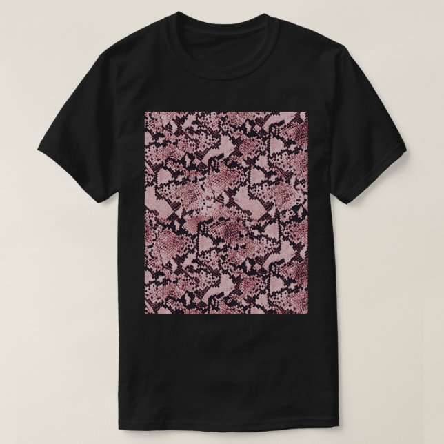 Pink Snake Print Graphic  T-Shirt (Design Front)
