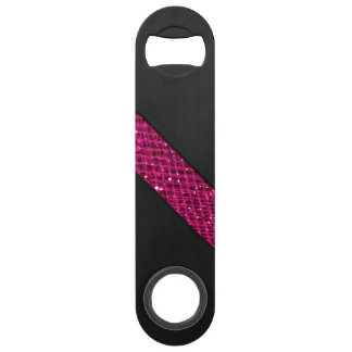 Pink snakeskin glitter effect stripe black leather