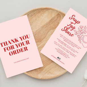 Pink Snap Tag Share  Business Thank You Card