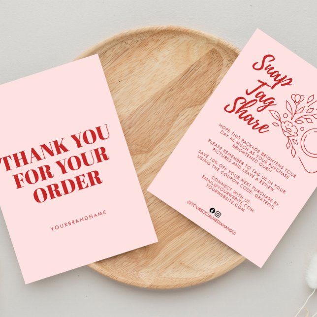 Pink Snap Tag Share  Business Thank You Card (Creator Uploaded)