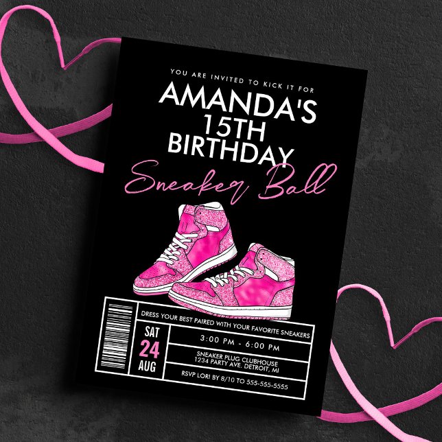 Pink Sneaker Ball Birthday Invitation (Creator Uploaded)