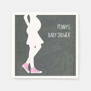 Pink Sneakers Baby Bump Baby Shower Napkin