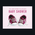 Pink Sneakers Baby Shower Invitation Postcard<br><div class="desc">Is there anything so sweet,  as the pitter patter of little feet? The design features my original painting of classic baby sneakers. Please contact me if you need help customising your order.</div>
