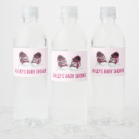 Pink Sneakers Baby Shower Water Bottle Labels