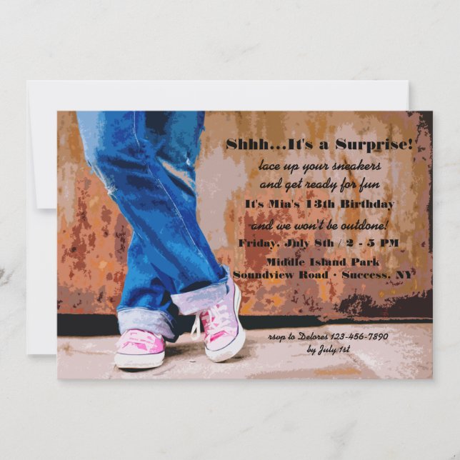Pink Sneakers Invitation (Front)