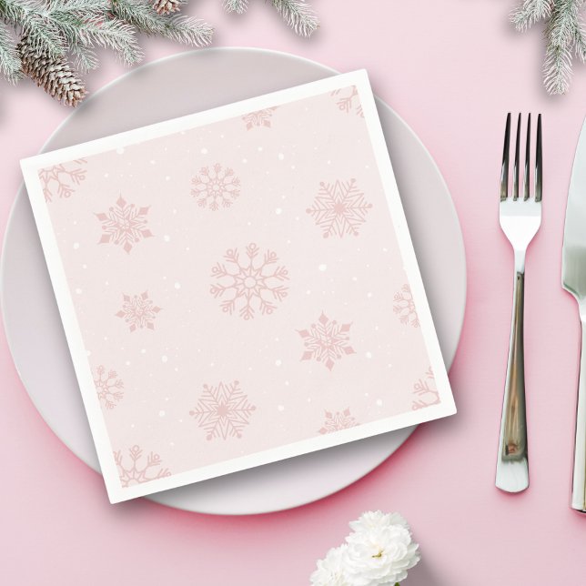 Pink Snow flakes Winter Pattern Napkin (Creator Uploaded)