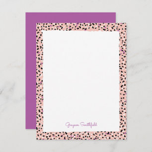Pink Snow Leopard Print Personal Stationery Card