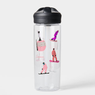 Pink Snowboard Snowboarding Water Bottle