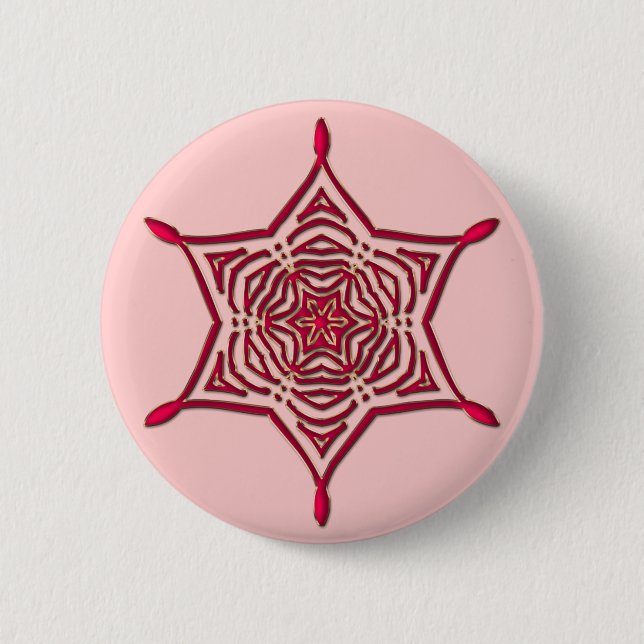 PINK SNOWFLAKE 6 CM ROUND BADGE (Front)
