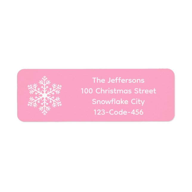 Pink Snowflake Address Labels (Front)