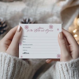 Pink Snowflake Advice Card Winter Bridal Shower