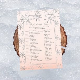 Pink Snowflake Baby Candy Baby Shower Game Invitation