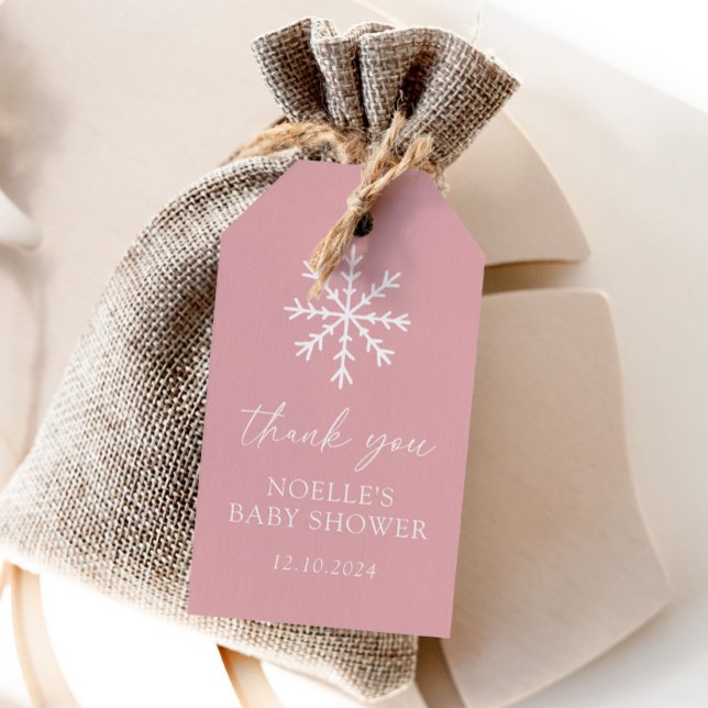 Pink Snowflake Baby Shower Gift Tags (Creator Uploaded)