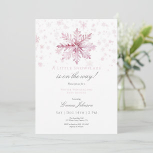 Pink Snowflake Baby Shower Invitation