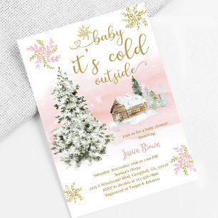 Pink Snowflake Baby Shower Invitation