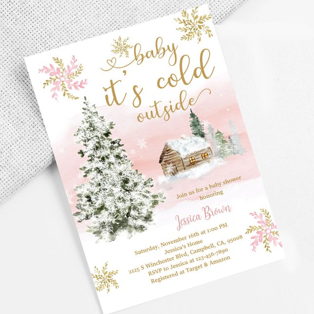  Pink Snowflake Baby Shower Invitation (Creator Uploaded)