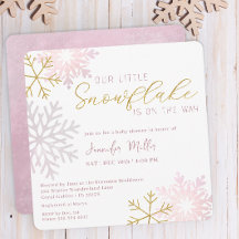 Pink Snowflake Baby Shower Invite | Winter Wonderl