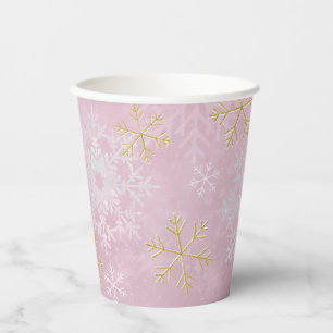 Pink Snowflake Baby Shower Paper Cups