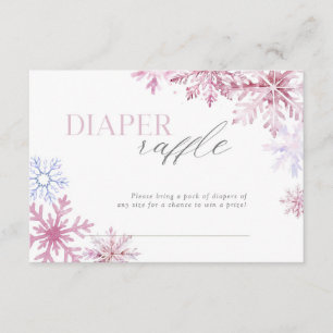 Pink Snowflake Baby Shower Raffle Card 3.5x5