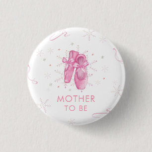 Pink Snowflake Ballerina Mother To Be Baby Shower  3 Cm Round Badge