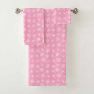 Pink Snowflake Bath Towel Set