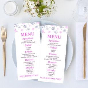 Pink Snowflake Birthday Party Food Menu