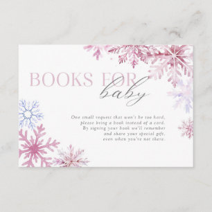 Pink Snowflake Books for Baby Insert Card 3.5x5