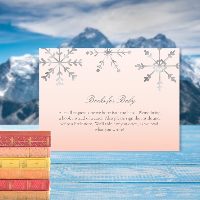 Pink Snowflake Books For Baby Shower Game Enclosure Card (Creator Uploaded)