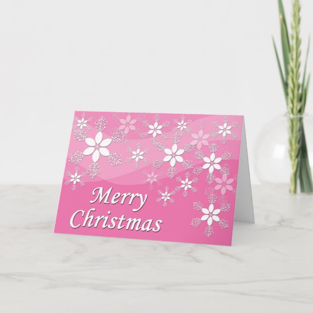 Pink Snowflake Christmas Card (Front)