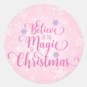 Pink Snowflake Christmas Sticker