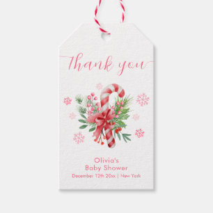 Pink Snowflake Festive Candy Girl Baby Shower Gift Tags