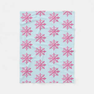 Pink Snowflake  Fleece Blanket