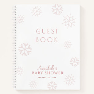 Pink Snowflake Girl Baby Shower Guest Book