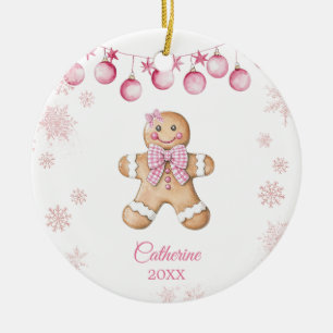 Pink Snowflake Girl Cookies Birthday Ceramic Tree Decoration
