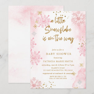 Pink Snowflake is on the way Winter Baby Shower Invitation