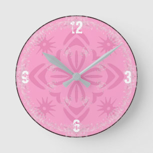 Pink Snowflake Kitchen Round Clock