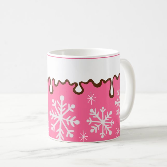 Pink Snowflake Mug (Front Right)