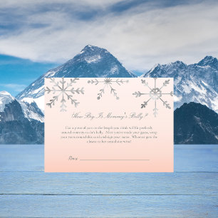 Pink Snowflake Mummy's Belly Size Baby Shower Game Enclosure Card