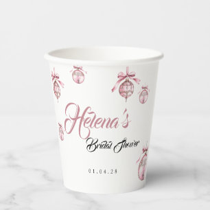 Pink Snowflake Paper Cup   Christmas Bridal Shower